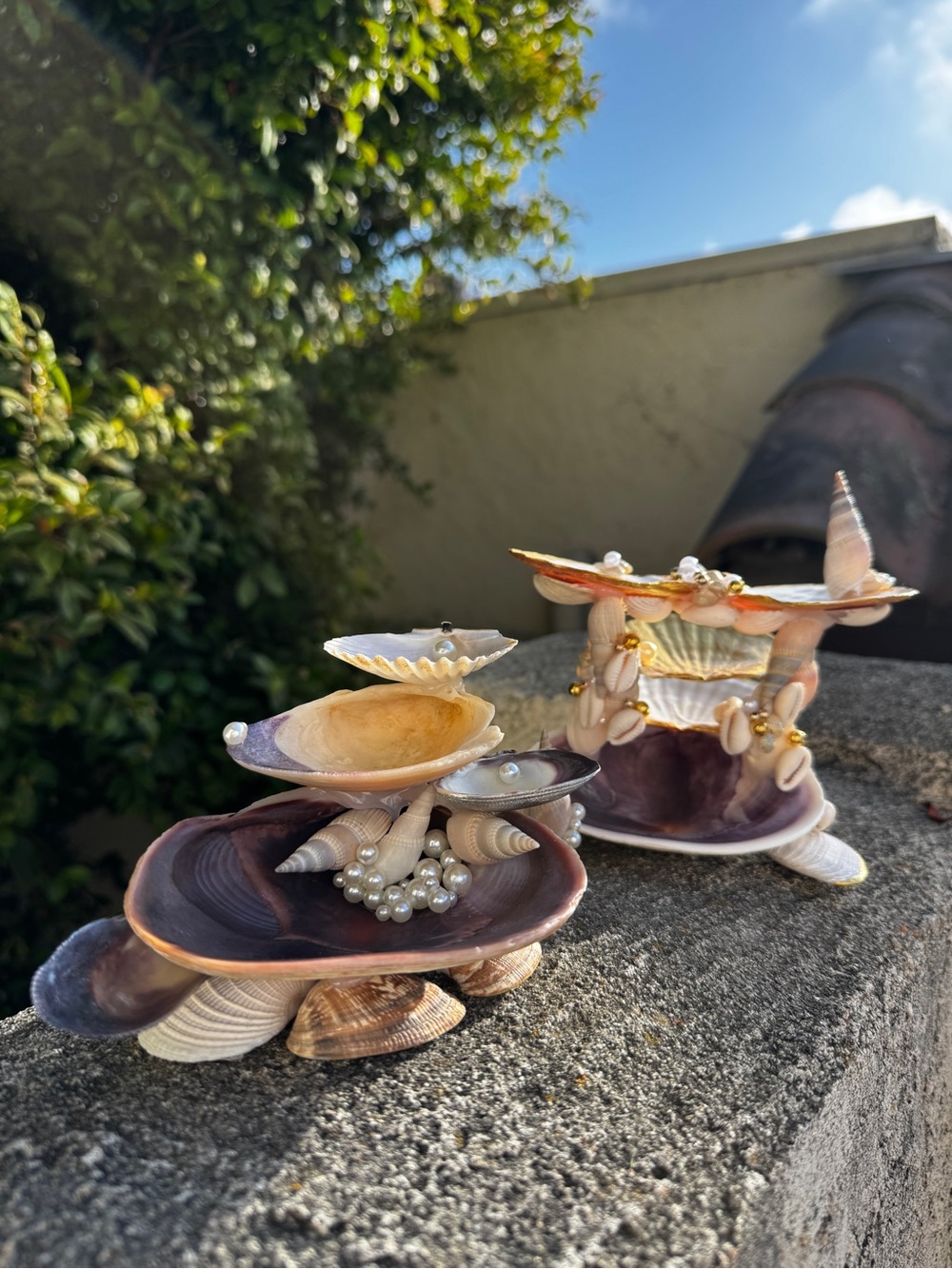 Handcrafted Natural Sea Shell Jewelry Holder Pearl Handmade Size Medium